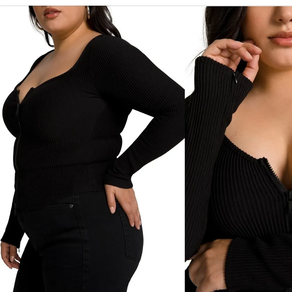 Good American  Dramatic Zip Long Sleeve Top - Image 5