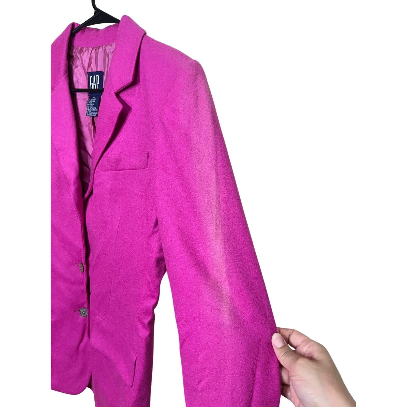 GAP Women's Hot Pink Wool Blend Blazer Classic Button Career Jacket Size M - Image 4