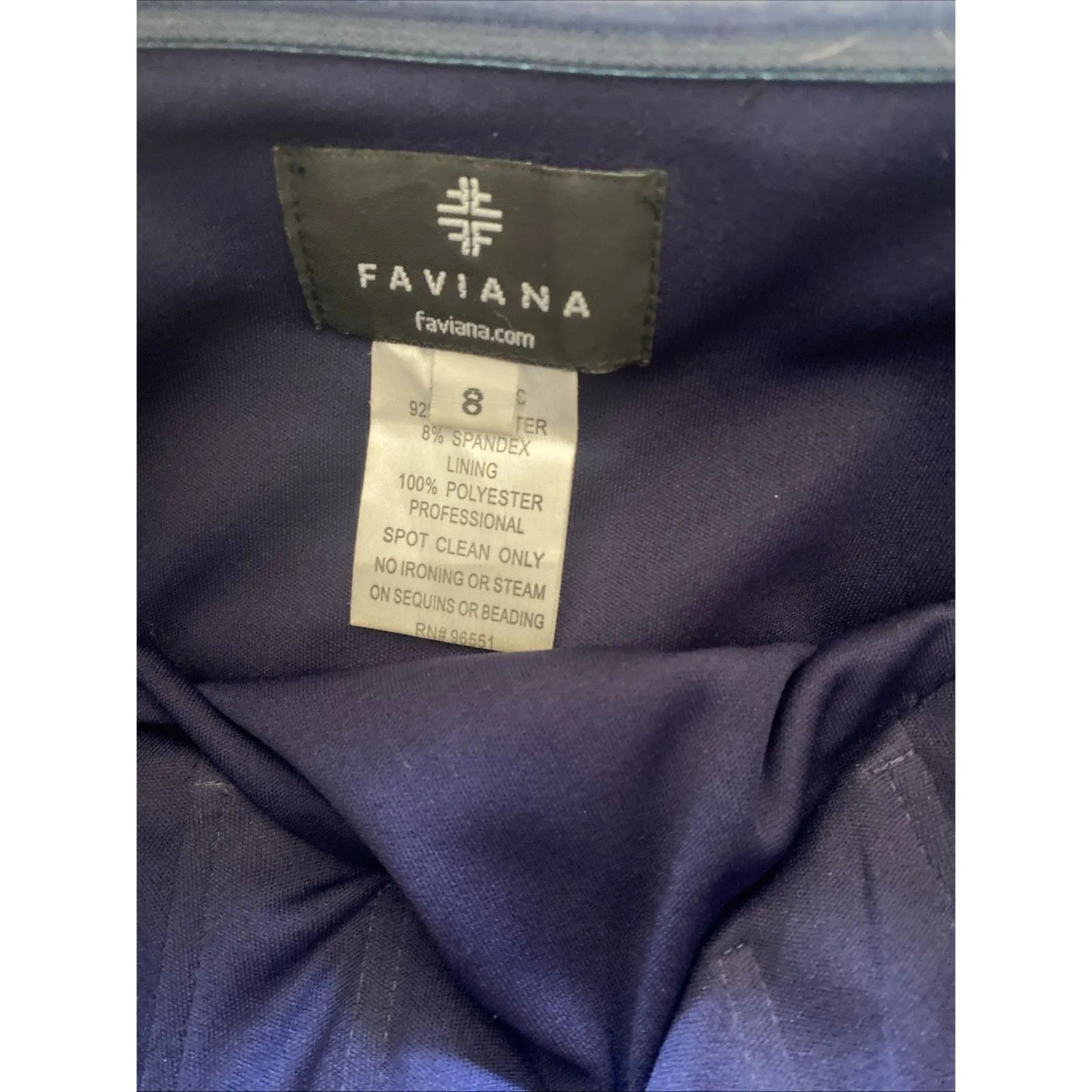 Faviana Womens 8 Navy Dress Prom Beaded Side Event Gala - Image 7