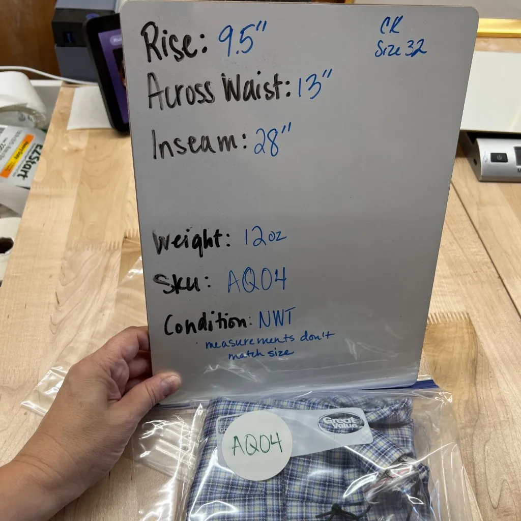 Calvin Klein Plaid Pants Blue White Size 26 NWT - Image 10