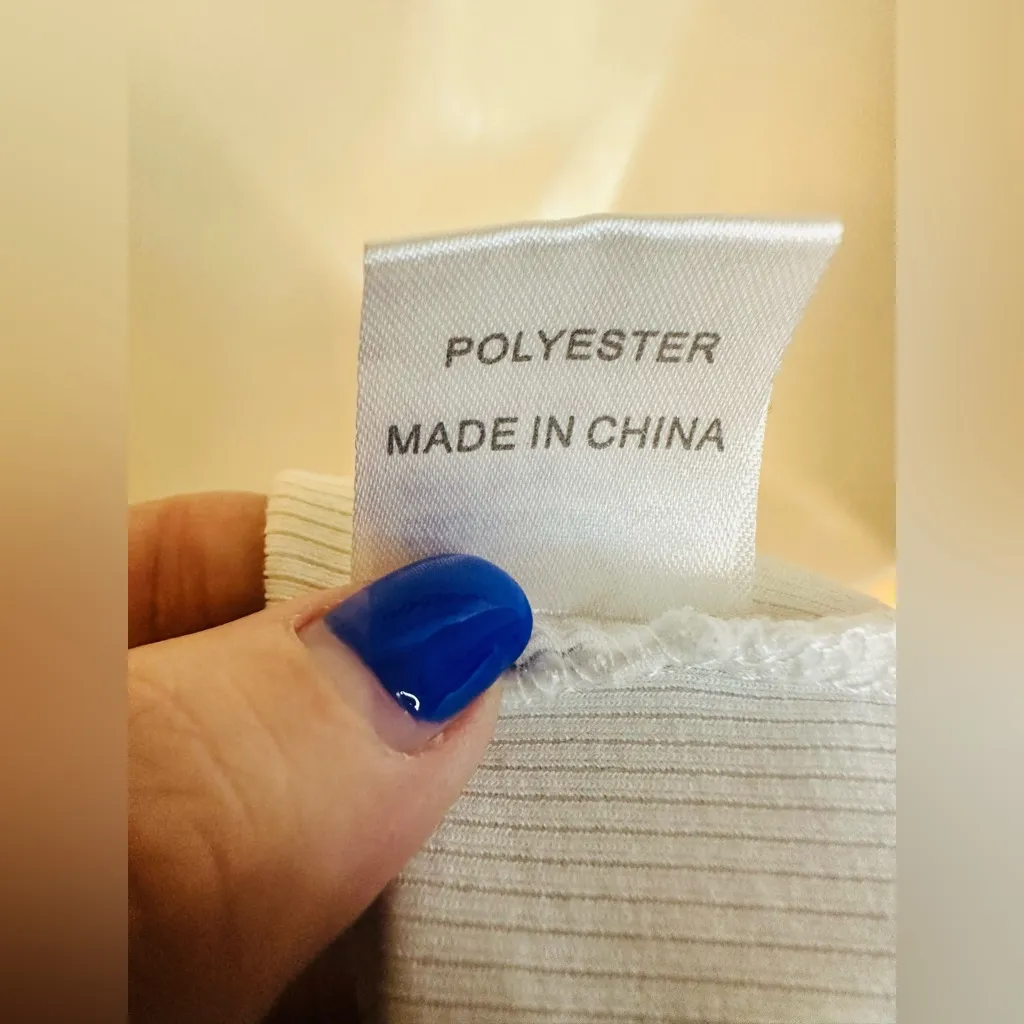 Princess Polly Angel Kiss Ribbed Cropped Tank US Size 4 White With Blue Print - Image 7