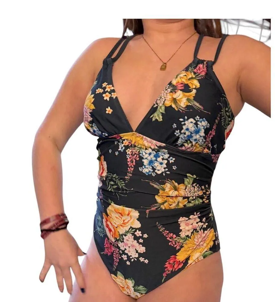 NEW Cupshe SWIMSUIT Women's LG Tropical Floral Cutout One-Piece Bathing Suit NWT - Image 5