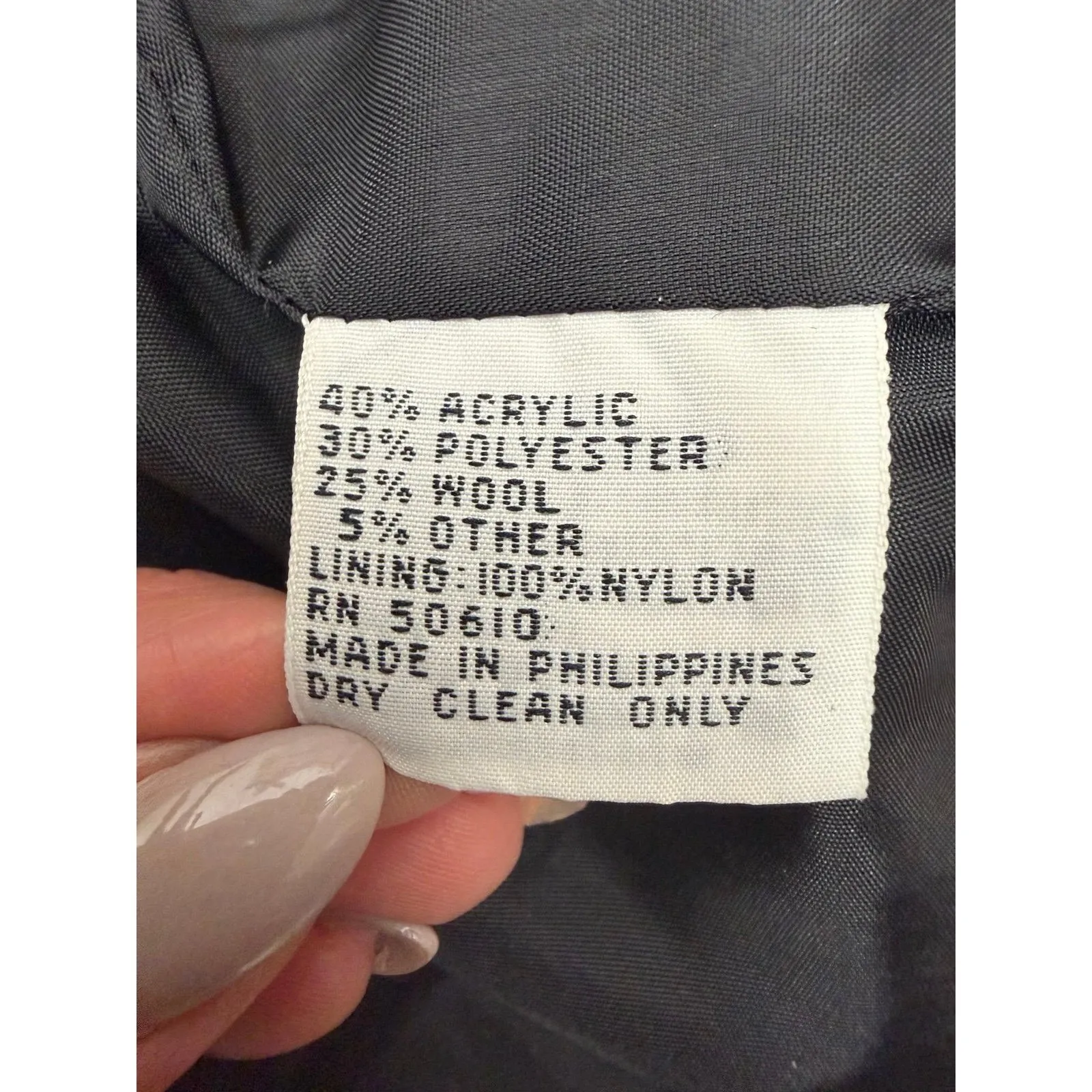 Le Suit Wool Blend Houndstooth Plaid Blazer Black White Tailored Jacket - Image 5