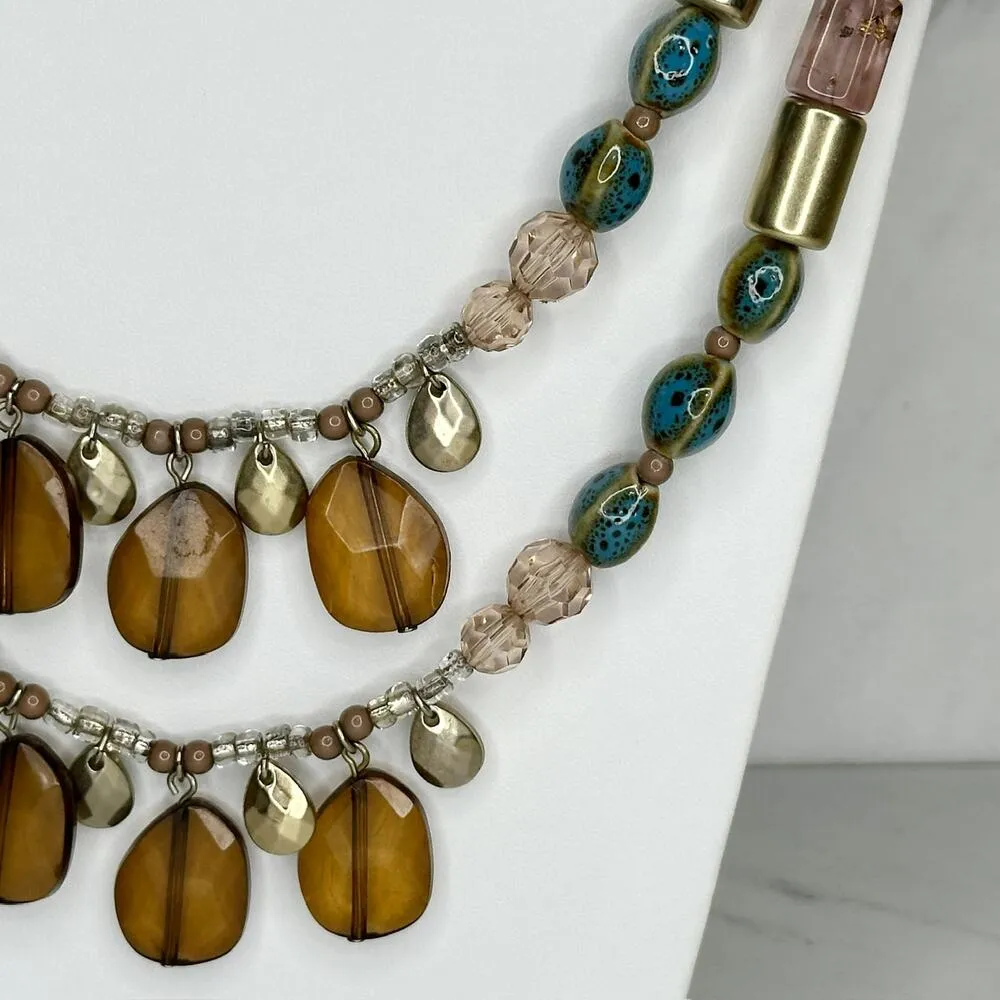 Chico's  Beaded Boho Multi Strand Mixed Bead Necklace Statement ✨ - Image 7