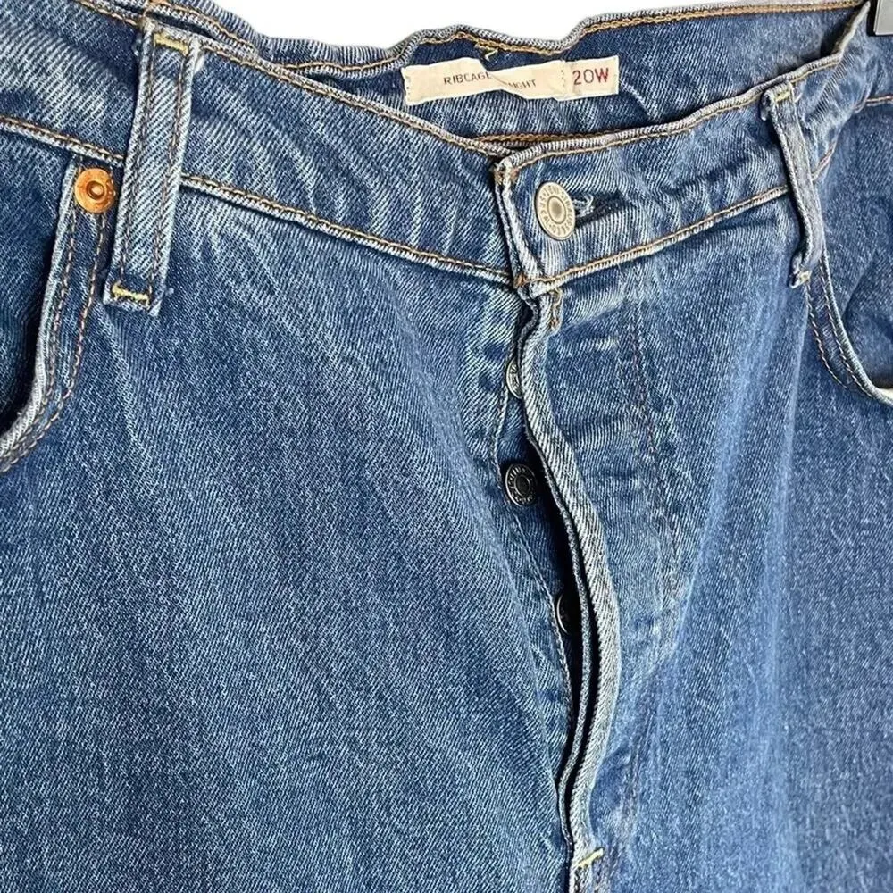 Levi’s Women’s Plus Size 20 W Rib Cage Straight Jeans Button Fly - Image 3