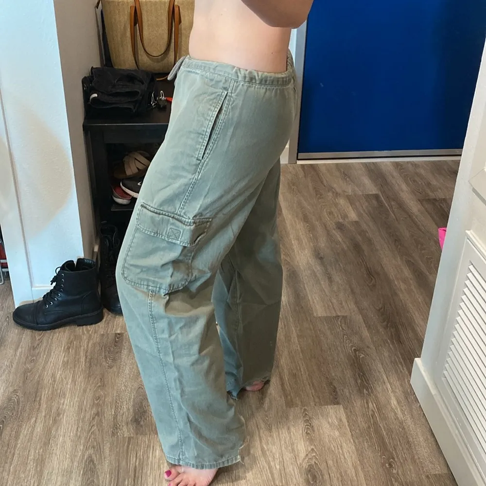 Vintage y2k 2000s unionbay cargo drawstring utility pants green low rise medium - Image 6