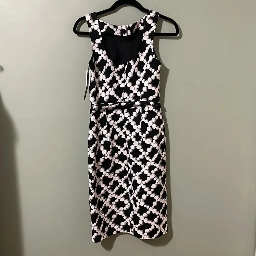 David‎ Meister Black White Geometric Pattern Sleeveless Sheath Dress Size 2 - Image 3