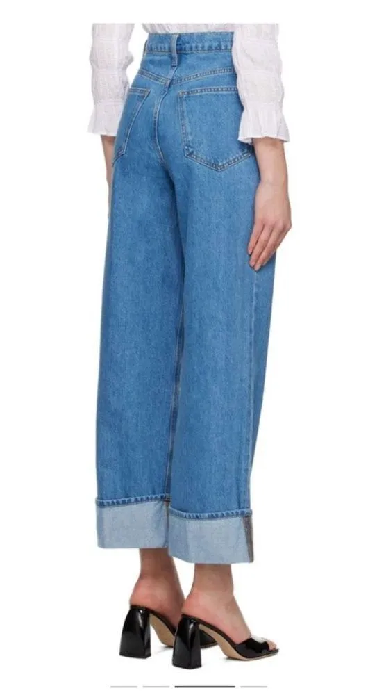 Frame Denim Rolled High Rise Jeans in Meadow - Image 6