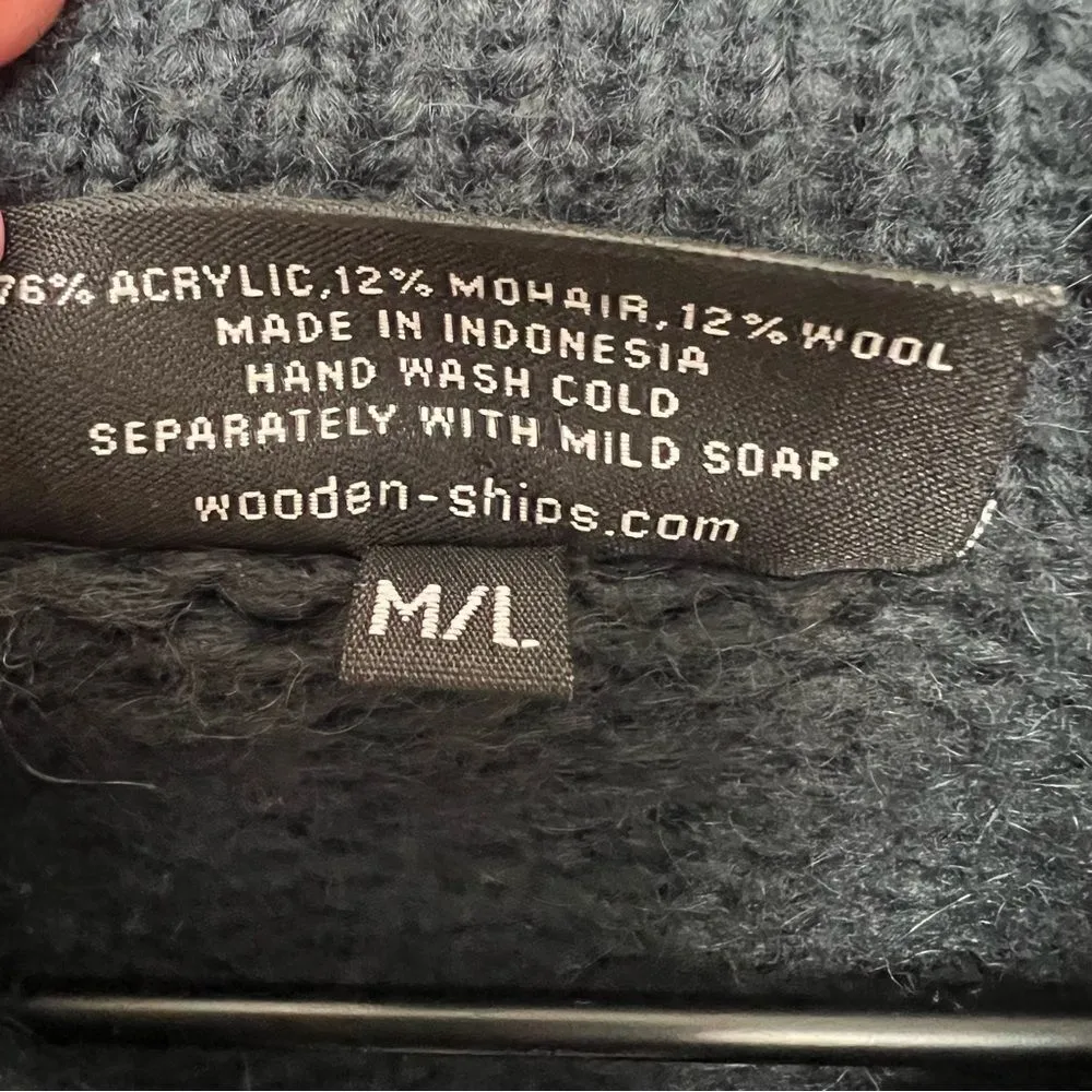 Anthropologie Wooden Ships Women's Navy Zip Up Cardigan Wool Sweater M/L - Image 4