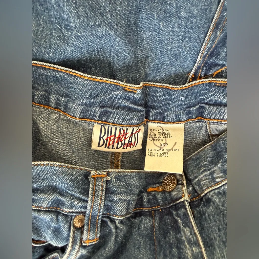 Vintage Bill Blass Front Slit Frayed Denim Skirt, Size 16P - Image 5