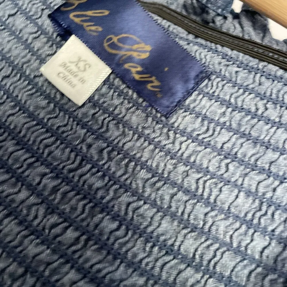 Blue Rain ruched jumpsuit women's size XS cotton denim material off the shoulder - Image 5