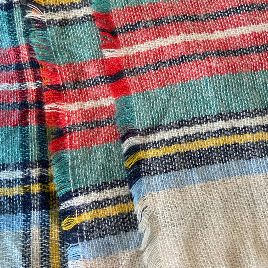 NWOT Aerie women’s‎ multicolor knit distressed edge large blanket scarf 60”x60” - Image 2