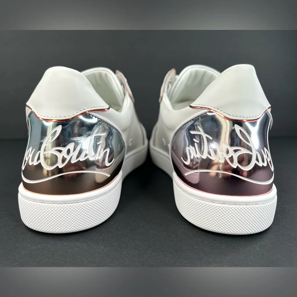 Christian Louboutin Fun Vieira Flat Logo Metallic Degrade Mirror Sneakers EU 40 - Image 3