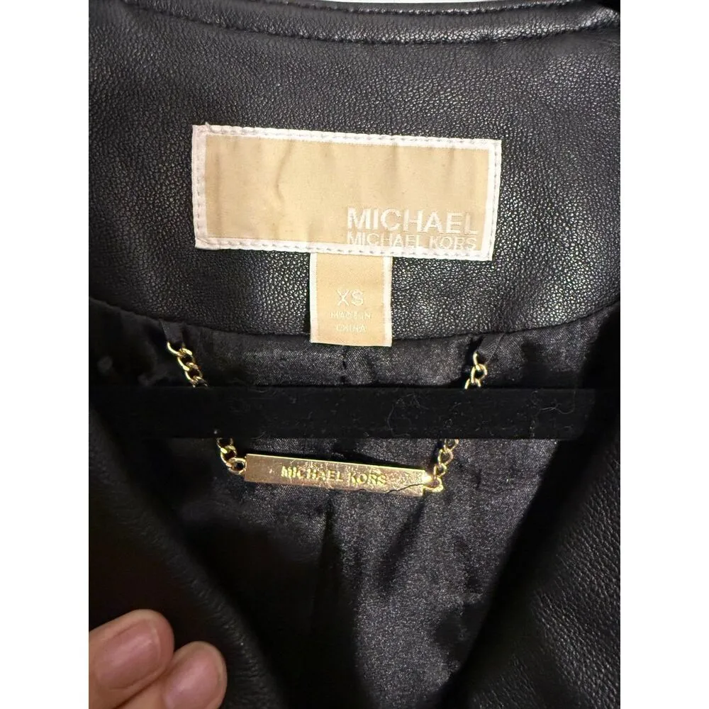 Michael Kors Genuine Leather Quilted Motorcycle Jacket - Image 4