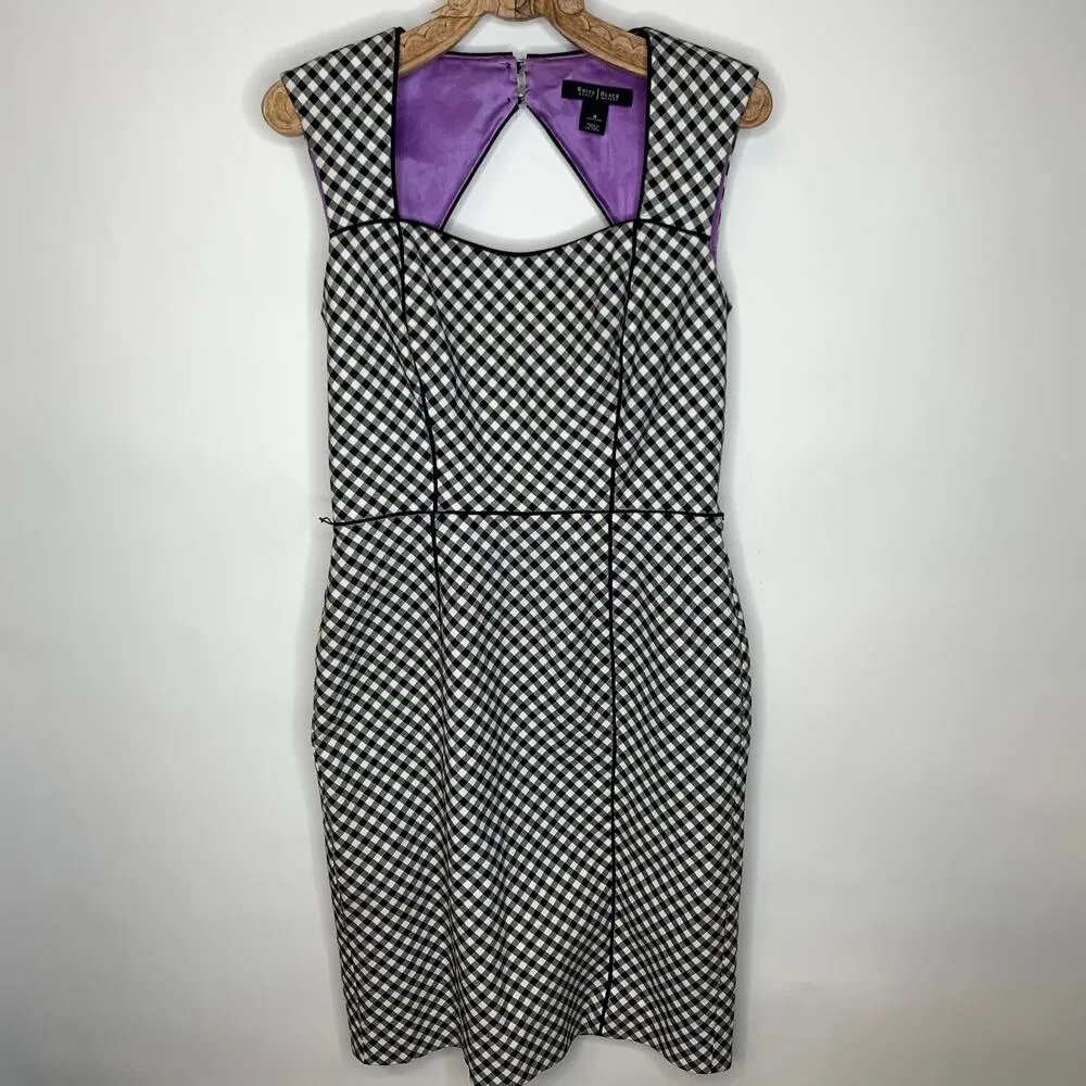 WHBM Black White Gingham Sz 4 Keyhole Back Pinup Dress - Image 6