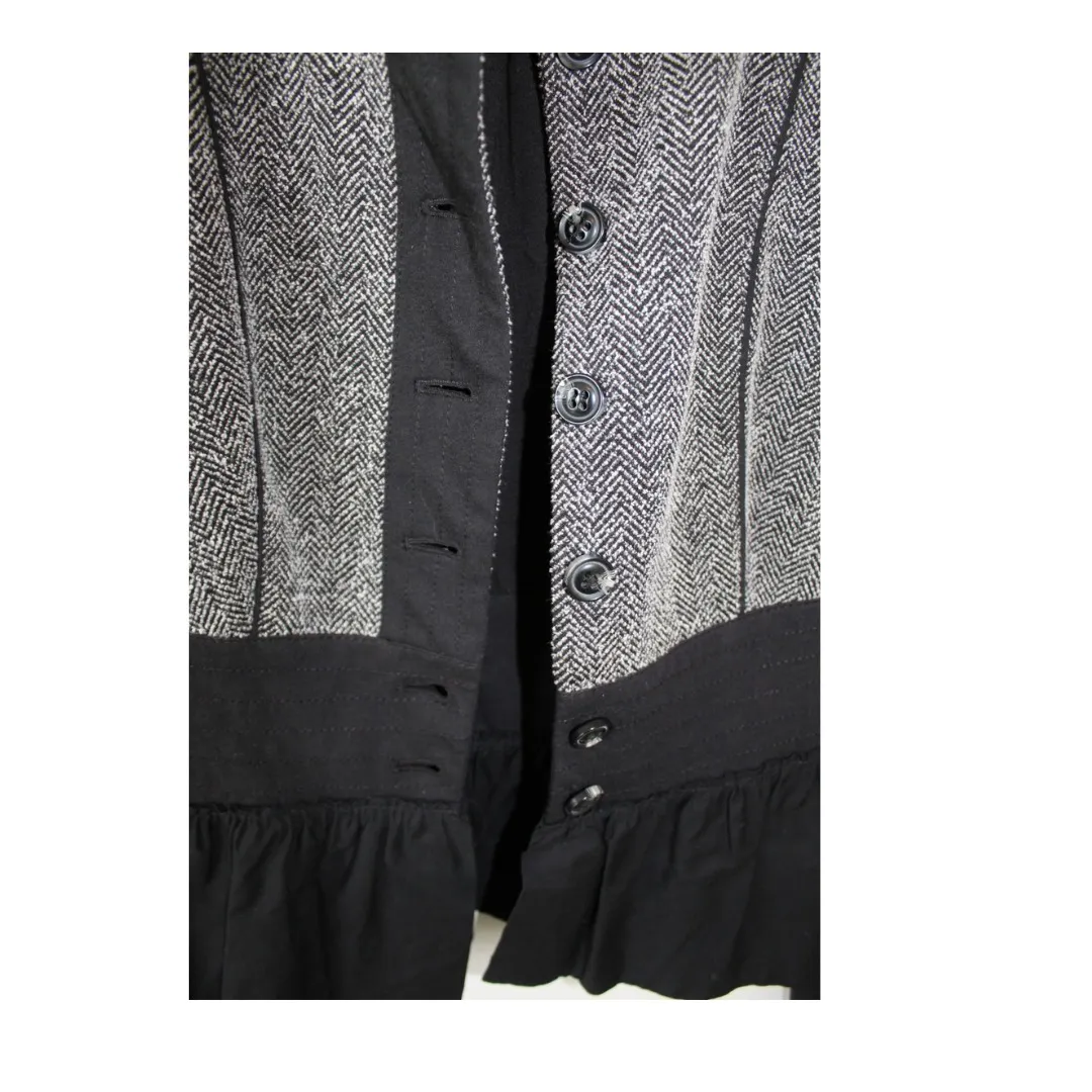Daughters of the Liberation Size 2 Military Peplum Jacket Herringbone‎ Black - Image 4