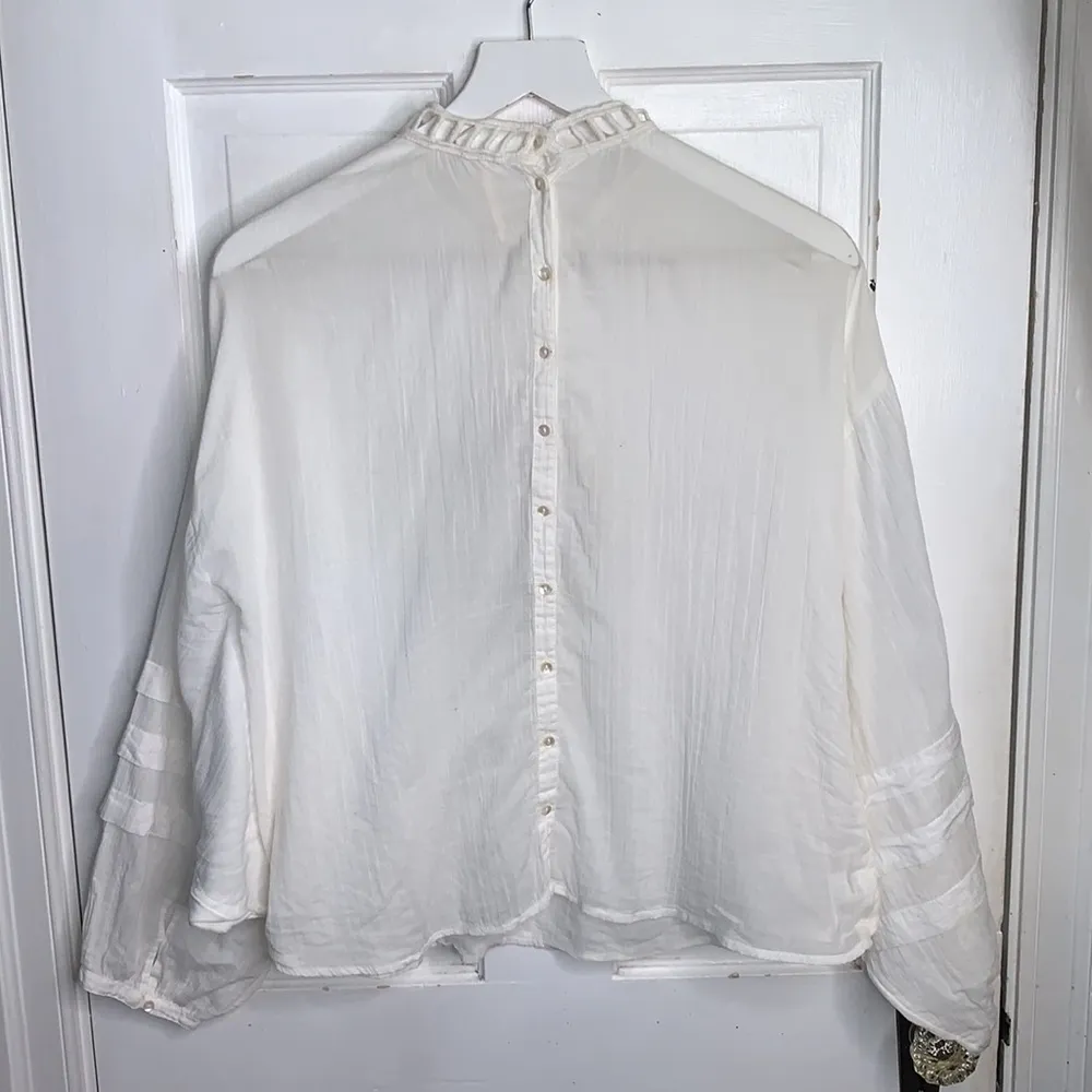 Free People Women’s White Heart Of Gold Knit Blouse Size M - Image 13