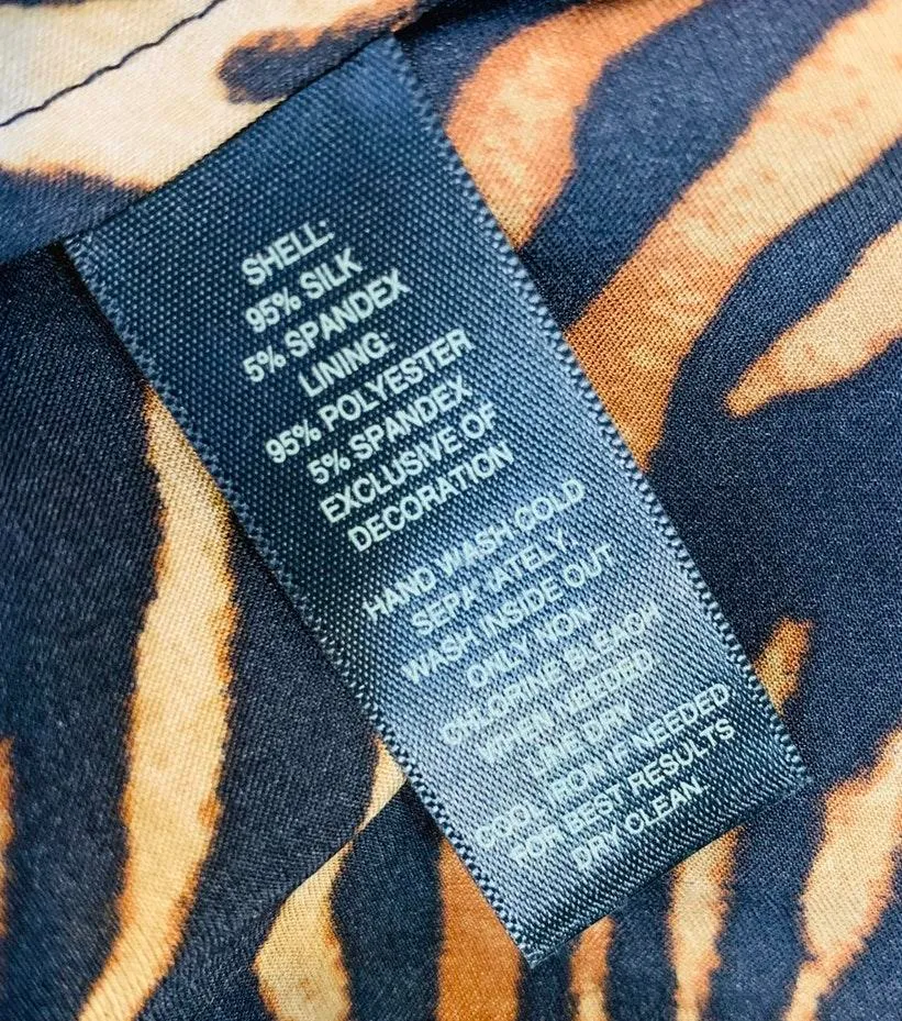 WHBM Tiger Animal Print Stretch Silk Top Size 2 - Image 10