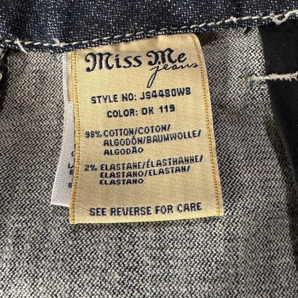 Miss Me SZ 29 Wide Leg Jeans Button-Flap Pockets Low-Rise Zip-Fly Dark Wash Blue - Image 12
