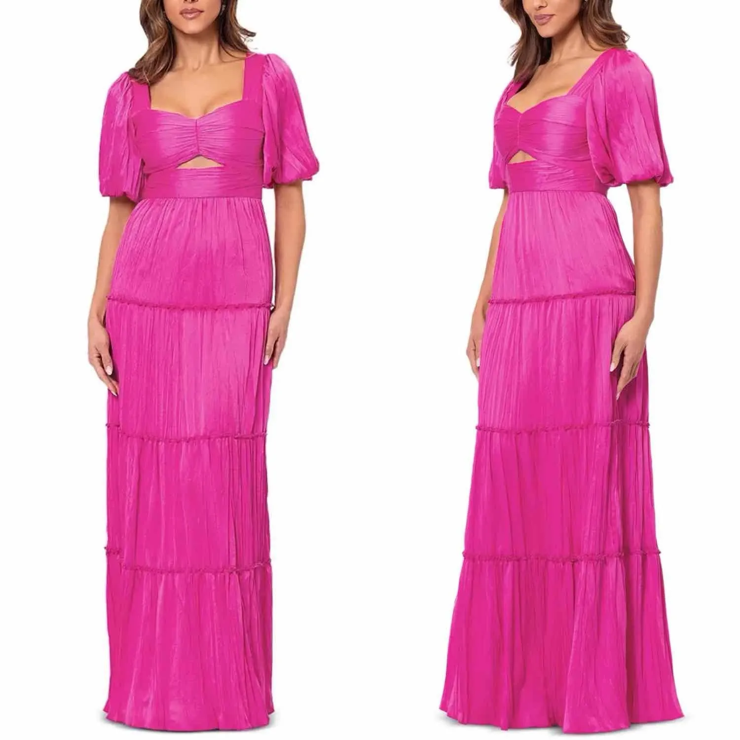 Aqua Pleated Cutout A-Line Maxi Dress In Pink Size 0 Formal Wedding Guest - Image 8