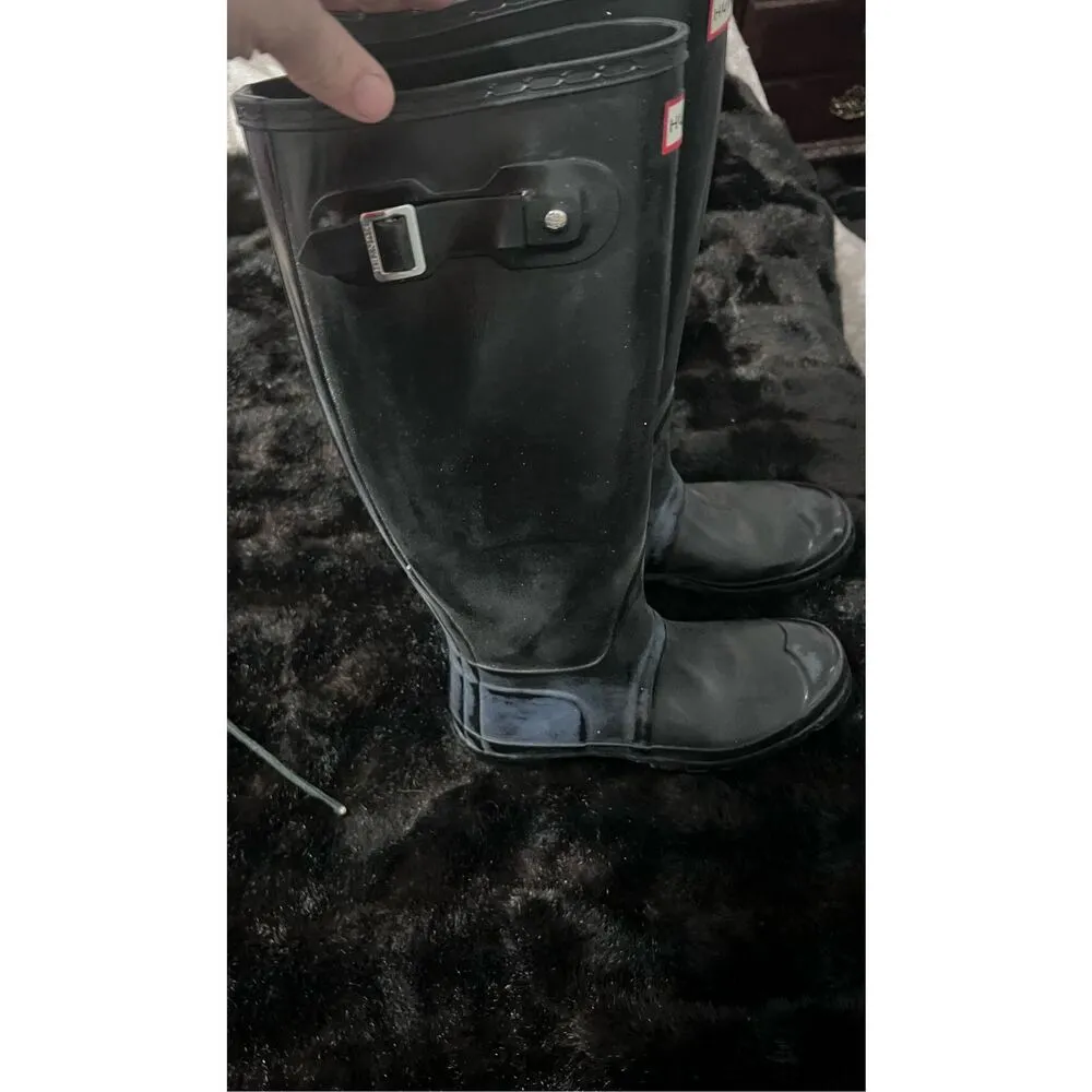 Hunter Gloss Tall Black Rubber Rain Boots Women’s Size 8 - Image 4