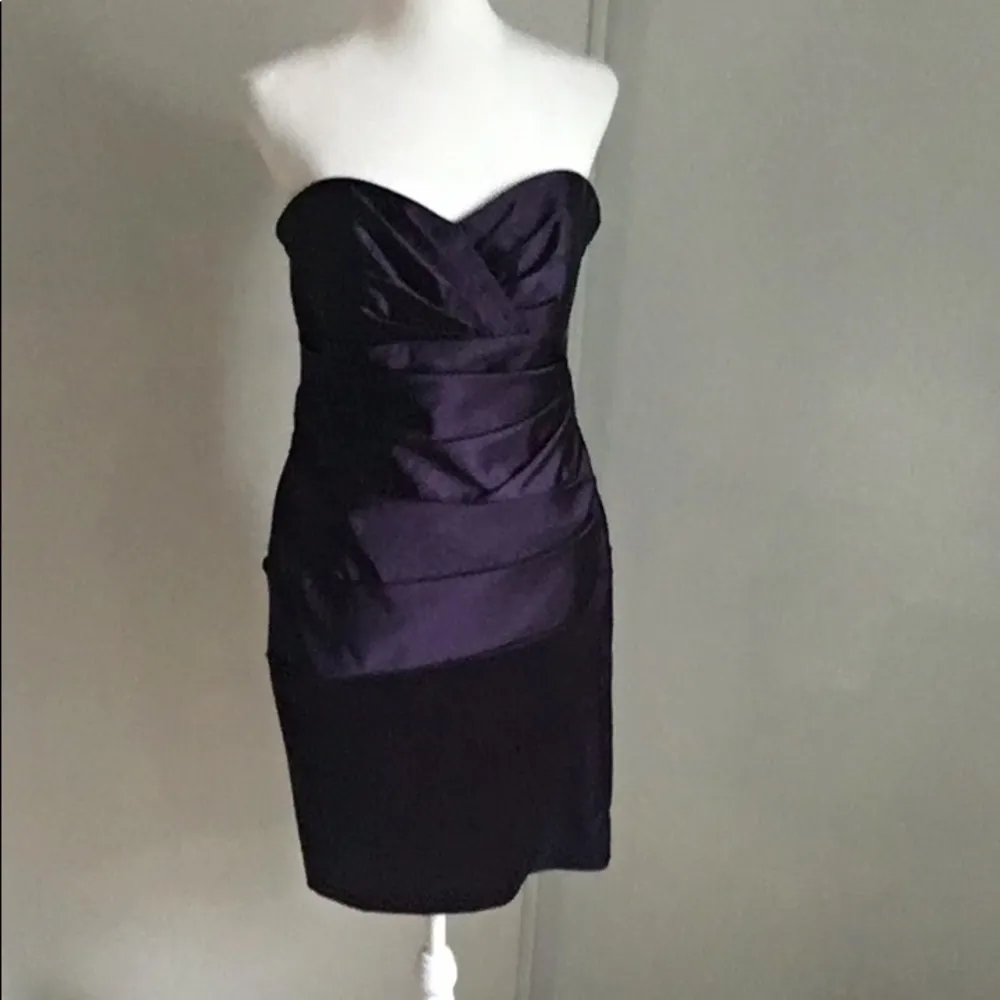 New David’s Bridal Sweetheart Stretch Satin Formal Evening Party Cocktail Dress - Image 2