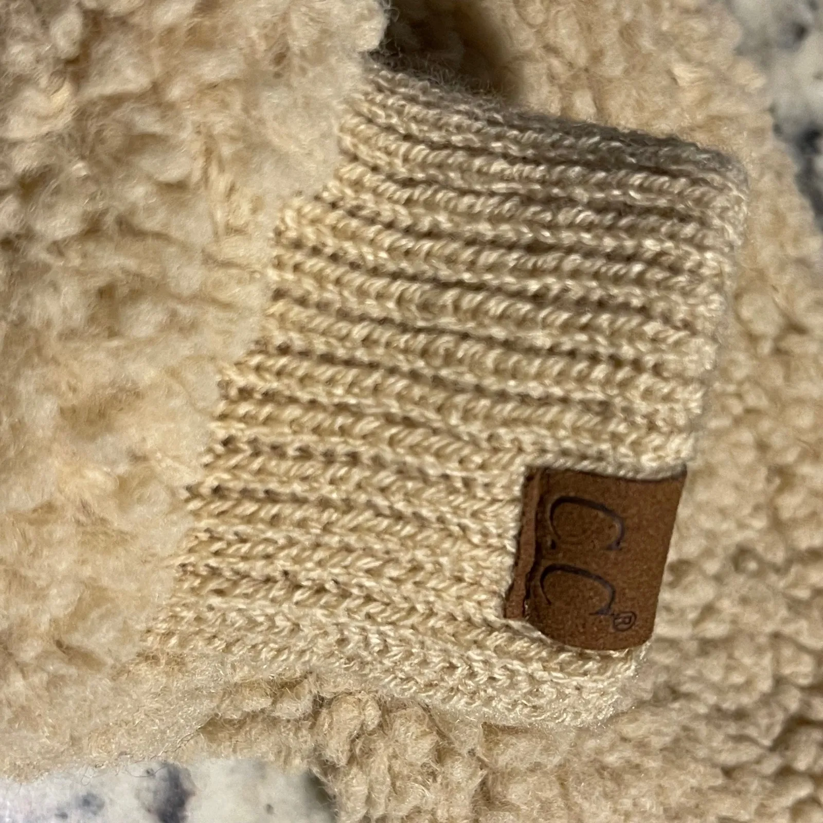 CC Beanie Sherpa Fleece Mittens Cozy Warm Tan Women's Winter Accessories - Image 4