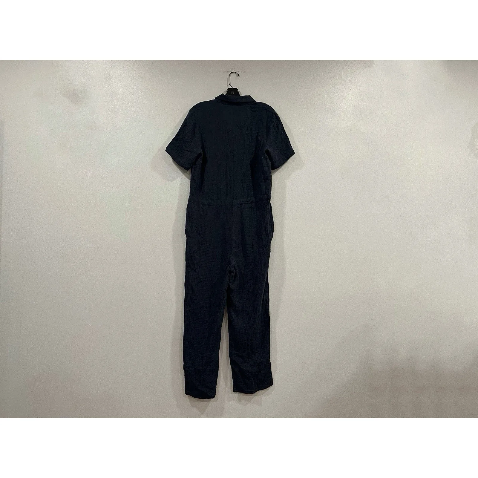 Eileen Fisher Cotton Gauze Navy Blue Short Sleeve Jumpsuit XS - Image 4