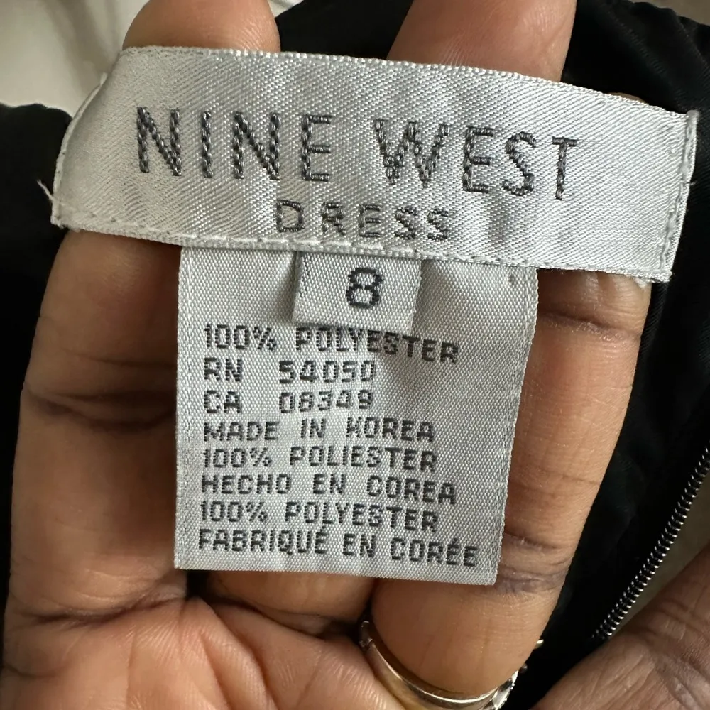 Nine West Empire Waist Hot Pink Black Y2K HalterNeck Open Back Dress Size 8 - Image 4