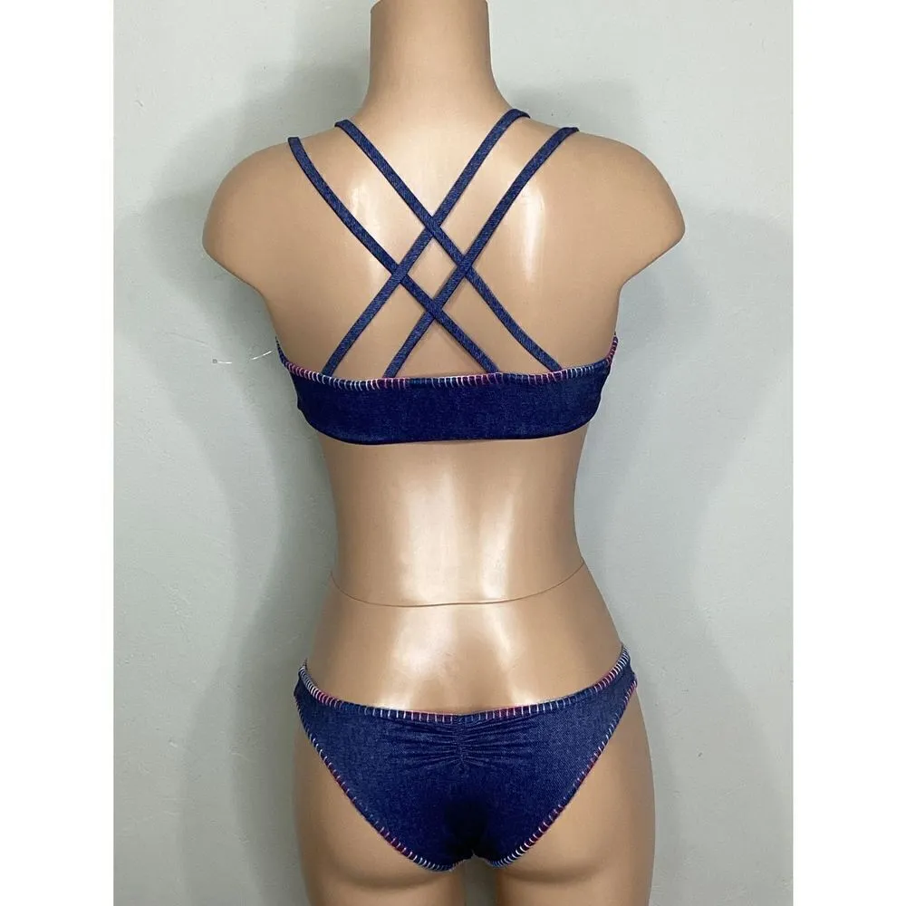 New. Pilyq Cayman stitched reversible bikini set. S-top/M-bottom - Image 6