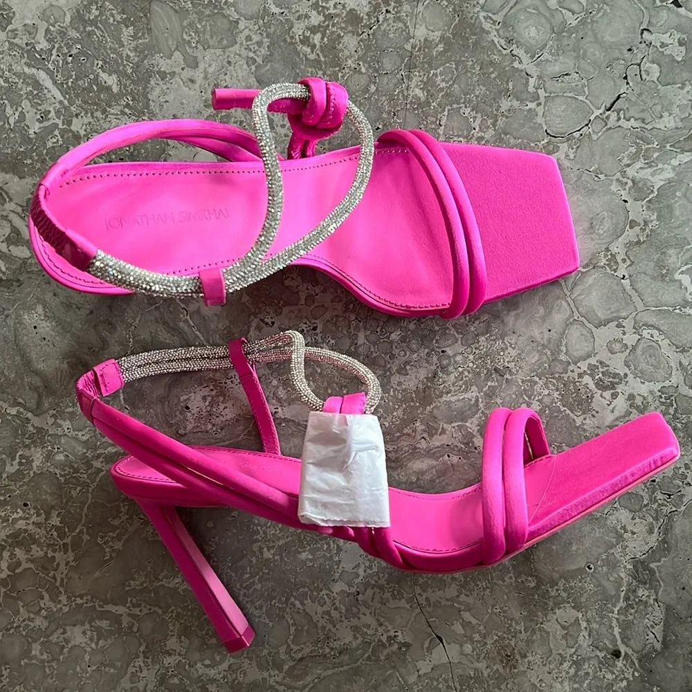 NEW Jonathan Simkhai Cassie Crystal Strappy Sandals Pink Size 41 NWT Retail $595 - Image 5