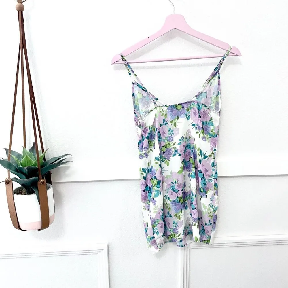 For Love & Lemons Blue-Green Floral Slip Dress Women’s Size XS Mini - Image 6