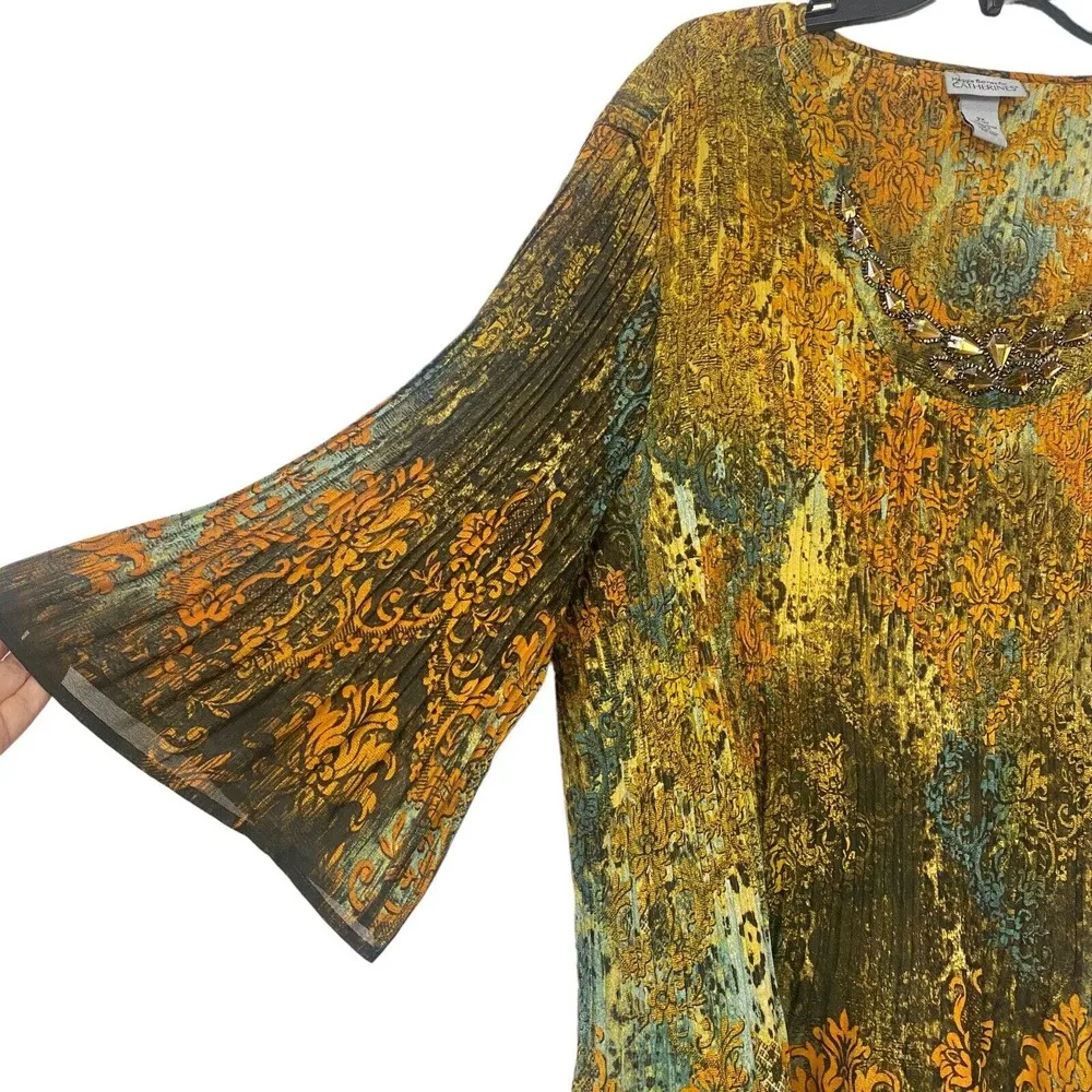 Maggie Barnes For Catherines Pleated Chiffon Tunic Tops Womens 2X Blouse - Image 5