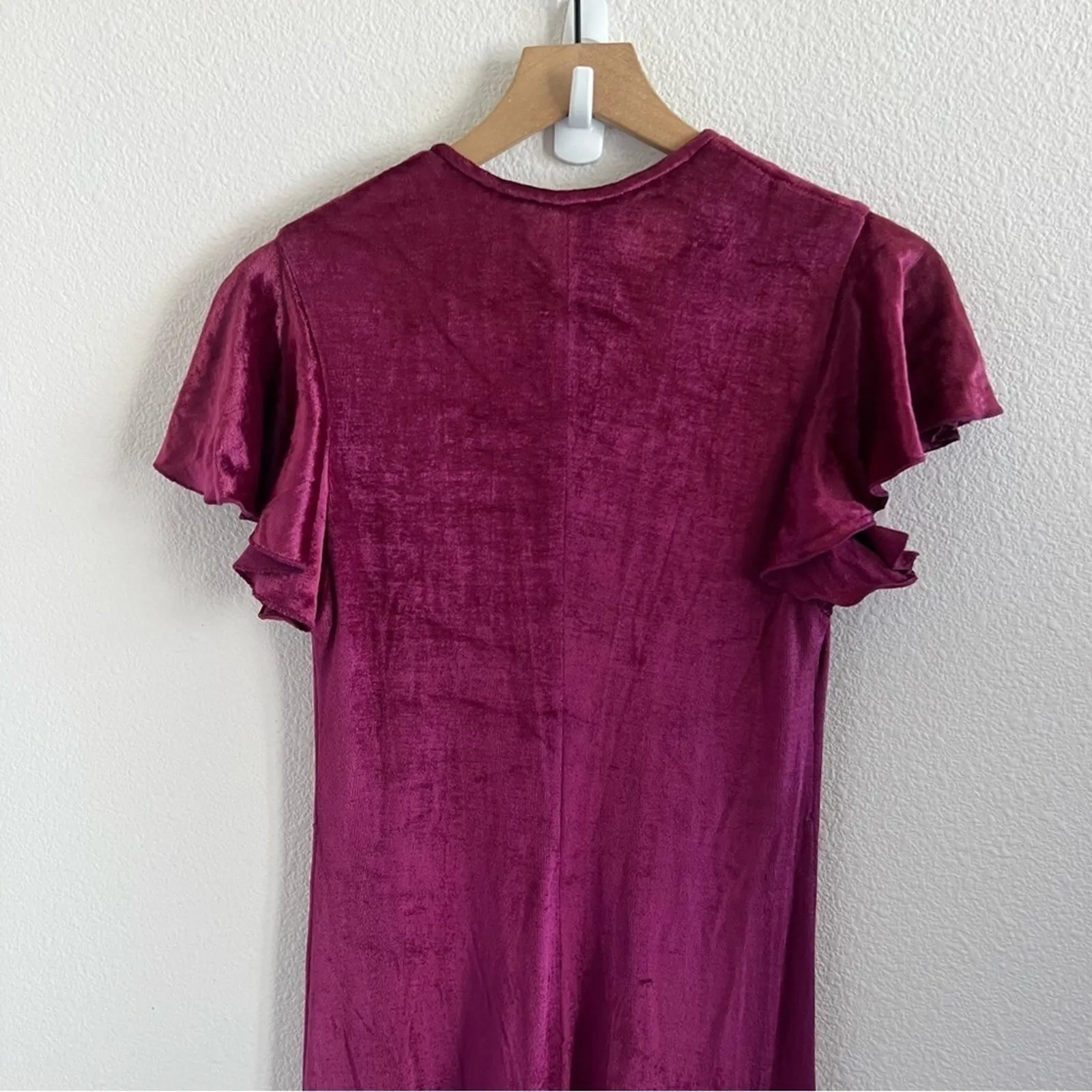 Vintage Corky Craig California Maroon Velour Dress Maxi Small - Image 8