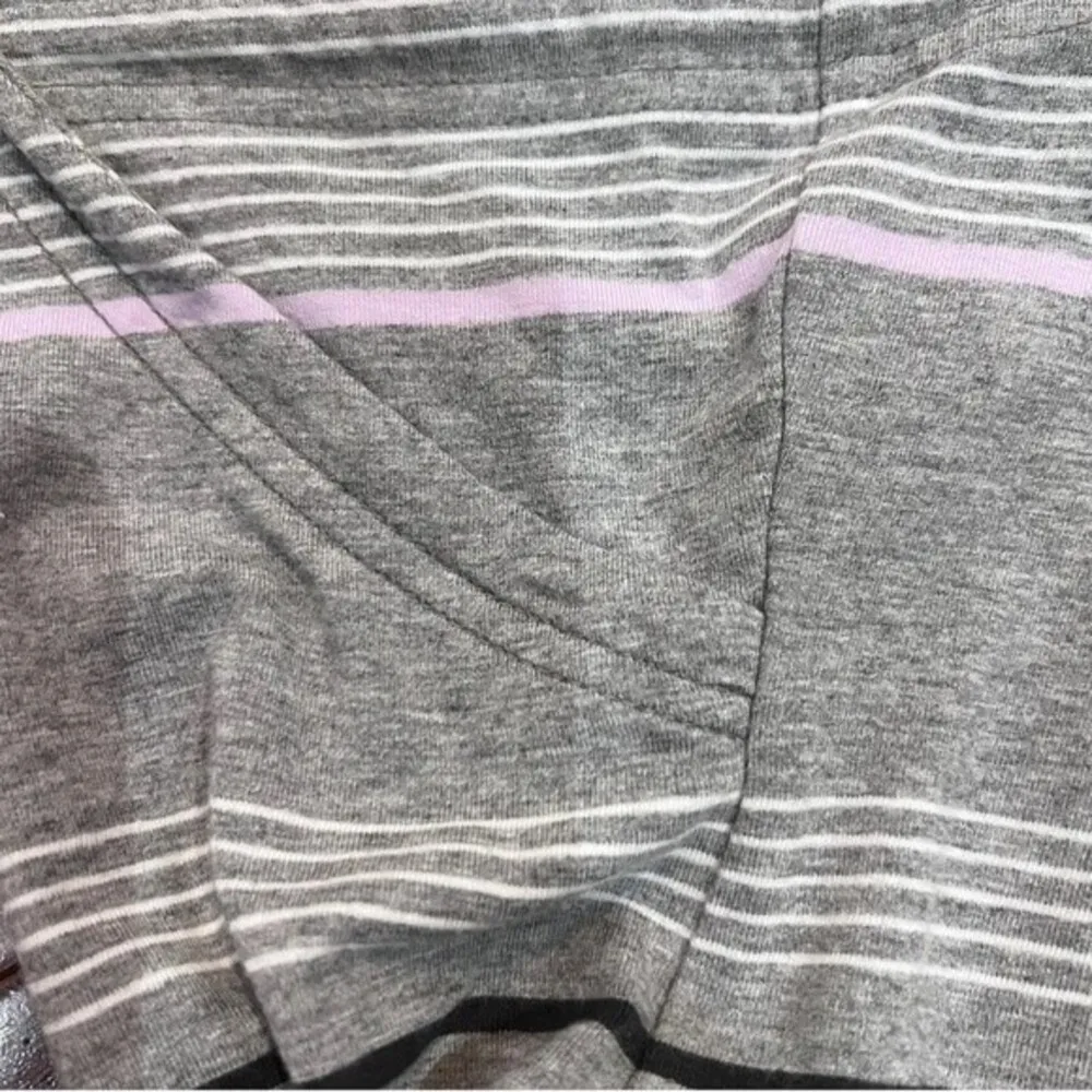 Loft  gray black and pink racerback striped tank dress size small - Image 5