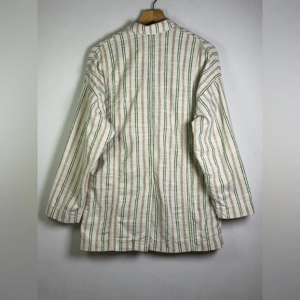 Maeve by Anthropologie Women’s Textured Cotton Stripe Blazer Jacket Relaxed Sz M - Image 7