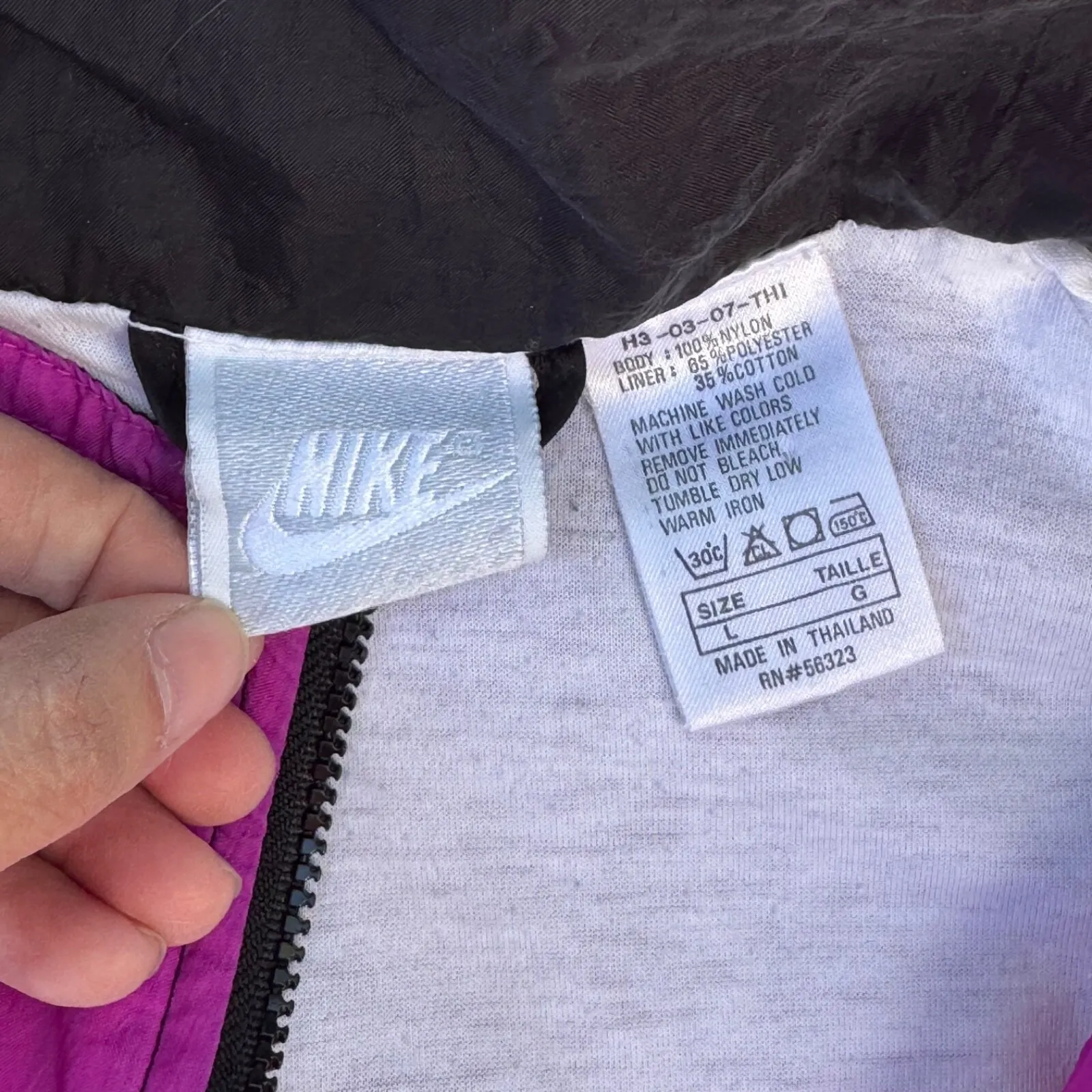 Vintage Nike 90's Windbreaker Track Jacket Size Large Black Pink Women‎ - Image 9