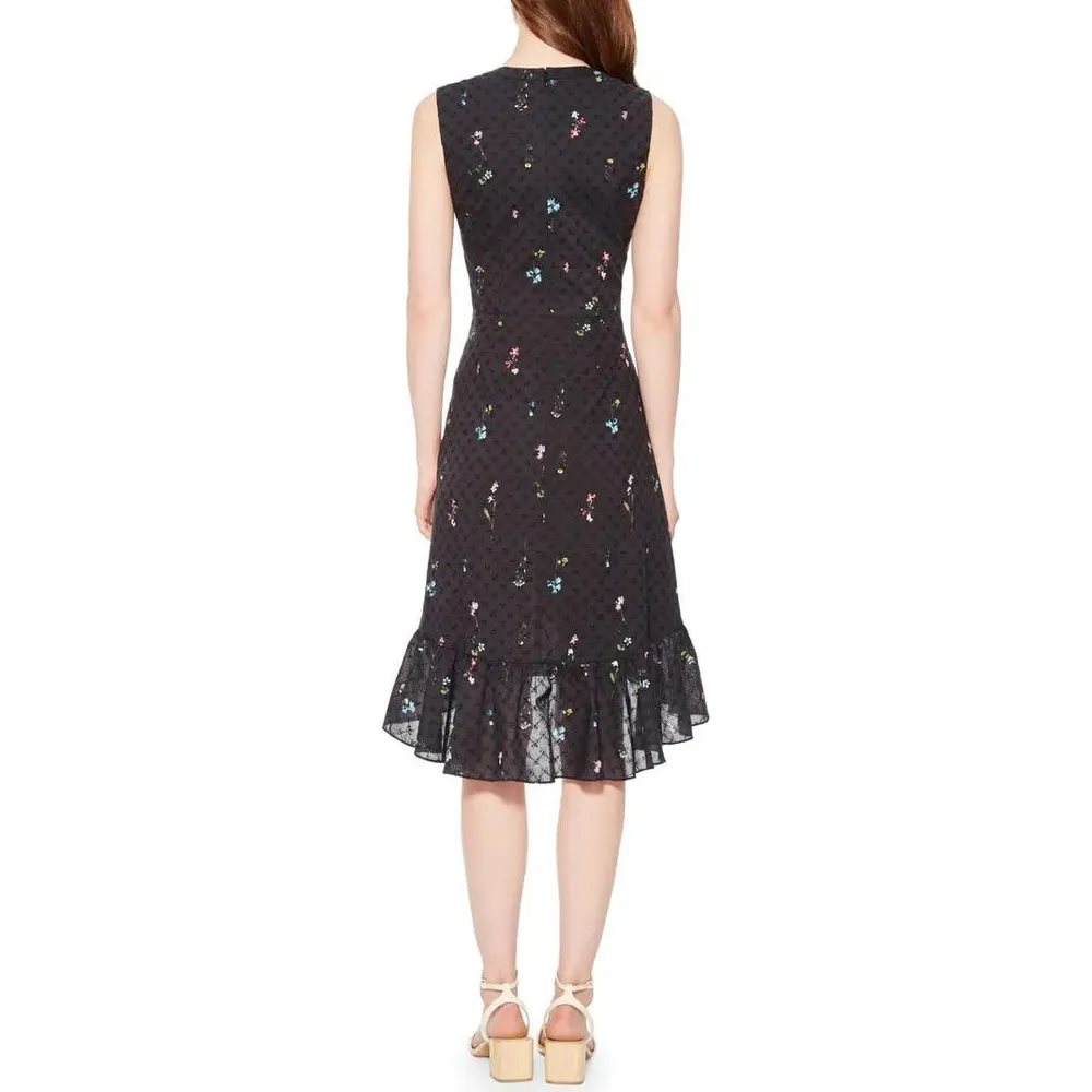 01.Parker Candy Black Floral Embroidered Eyelet Sleeveless High-Low Dress 14 NWT - Image 2