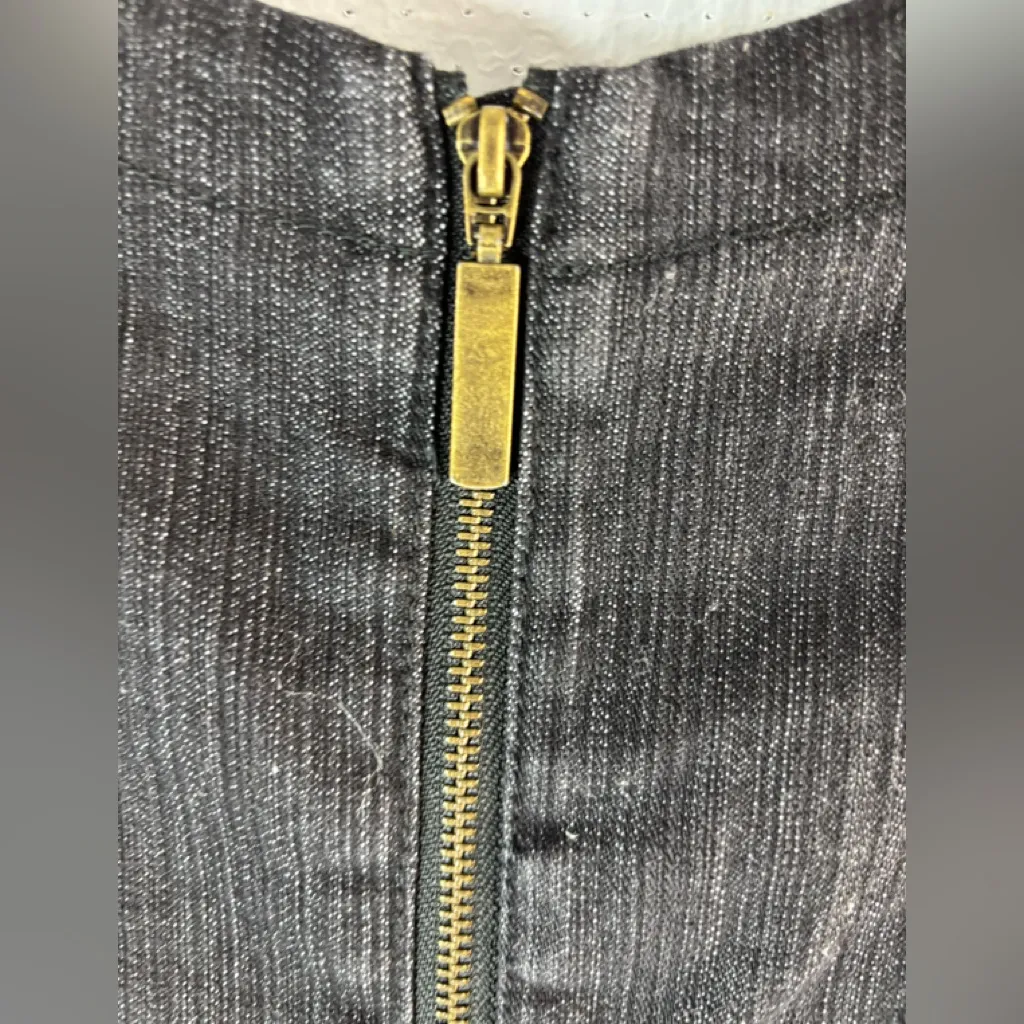 VENUS 14 Whimseygoth Denim Fitted Lace-Up Grommet Mini Dress in Black - Image 7