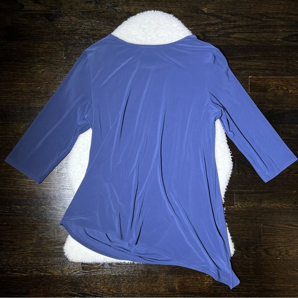 Joseph Ribkhoff Mineral Blue Chain Detail Asymmetrical Hem Blouse - Image 6