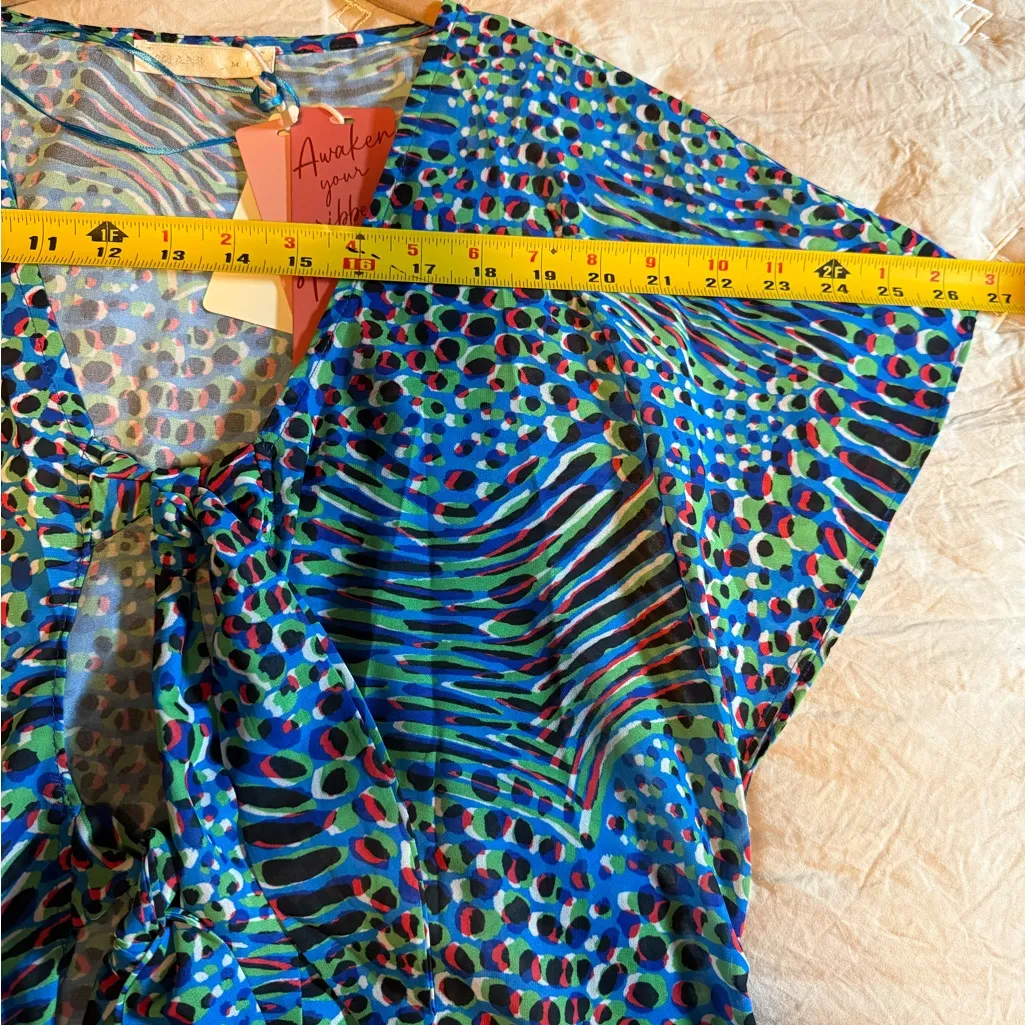 NWT AMIANI Tie up Front Dress Coverup size M Blue Size M - Image 4