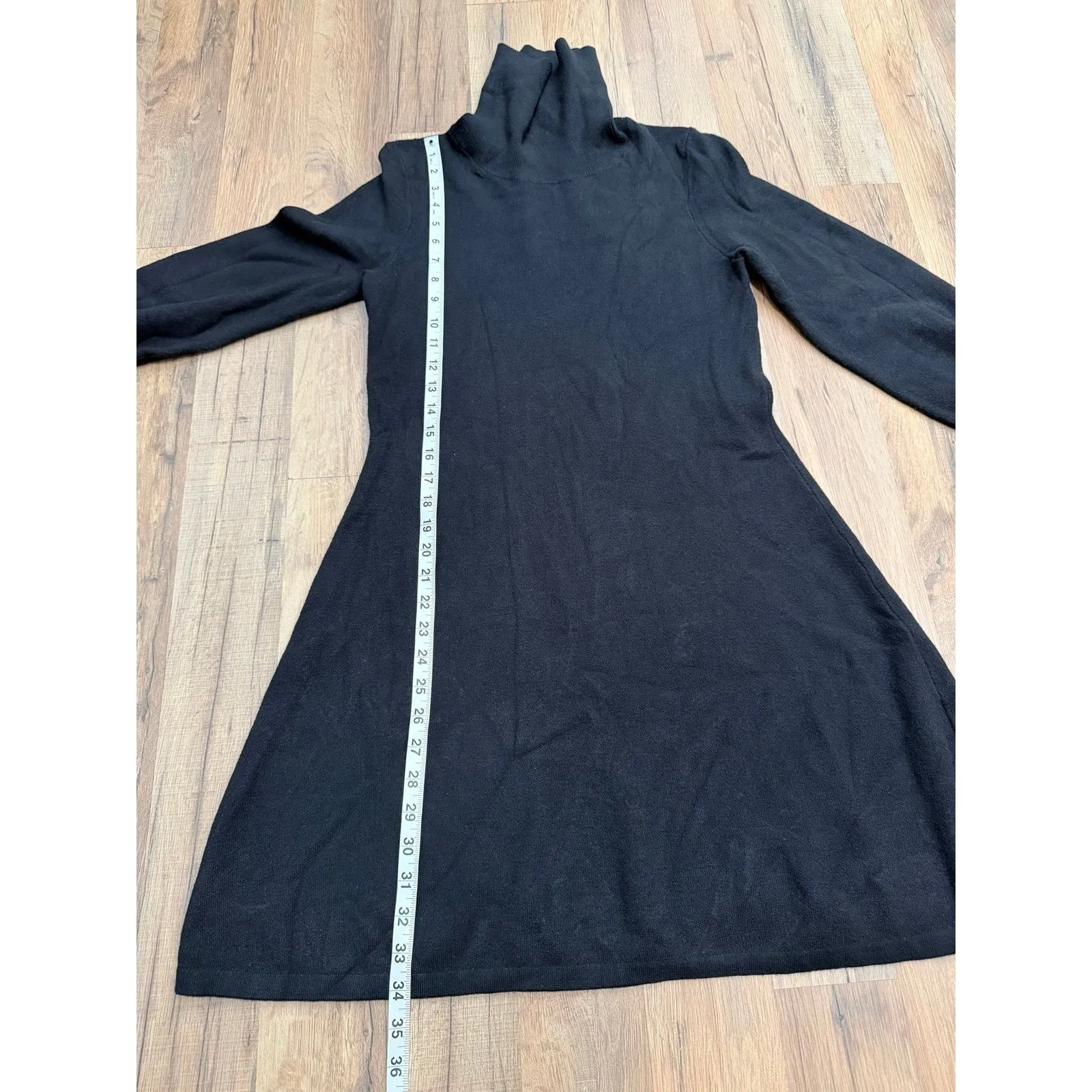 Tahari Black Turtleneck Sweater Dress Small Long Sleeve Knit Classic - Image 6