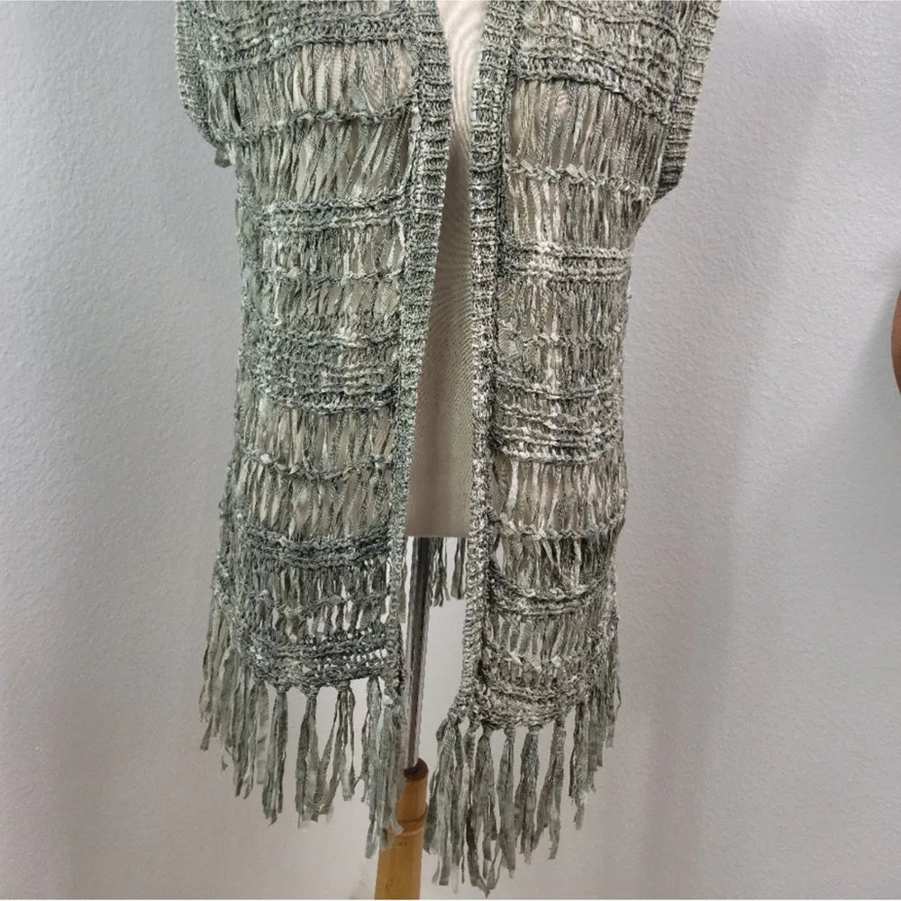 NWT CHICO FEARLESS FRINGE LELY MACRAME SAGE GREEN WOMENS VEST SIZE MEDIUM (1) - Image 5