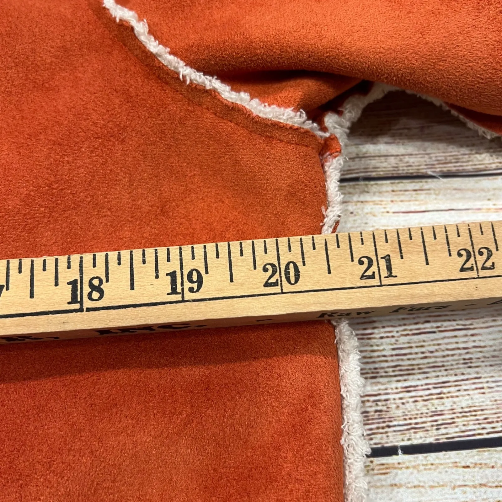 True Grit Faux Suede Sherpa Lined Hooded Bomber Jacket Orange Size L - Image 5