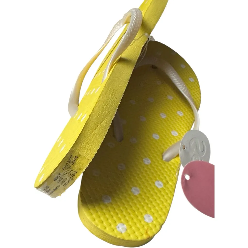SO Women's Yellow Polka Dot Flip Flops Sz M NWT - Image 4