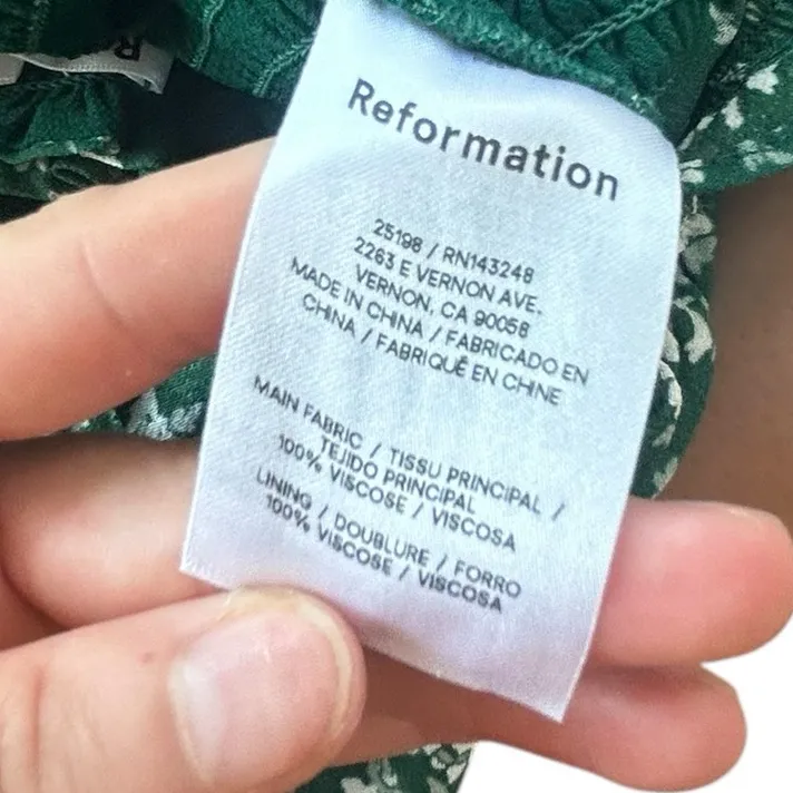 Reformation Pinto Top PARSLEY Size Small Green Floral Smocked - Image 7
