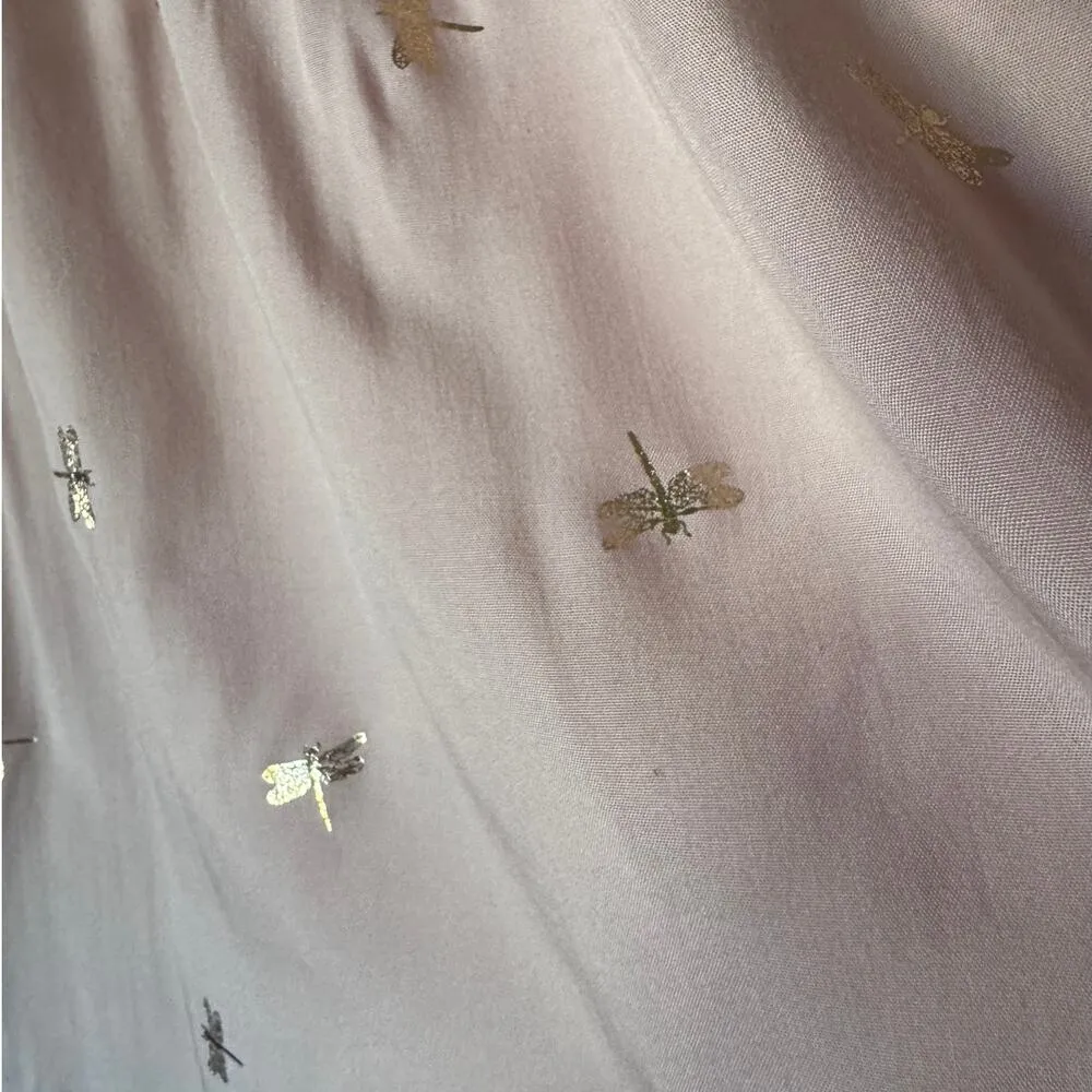 Solitaire baby Pink & Gold Dragonfly Rayon Tunic Dress - Size L Boho chic - Image 9