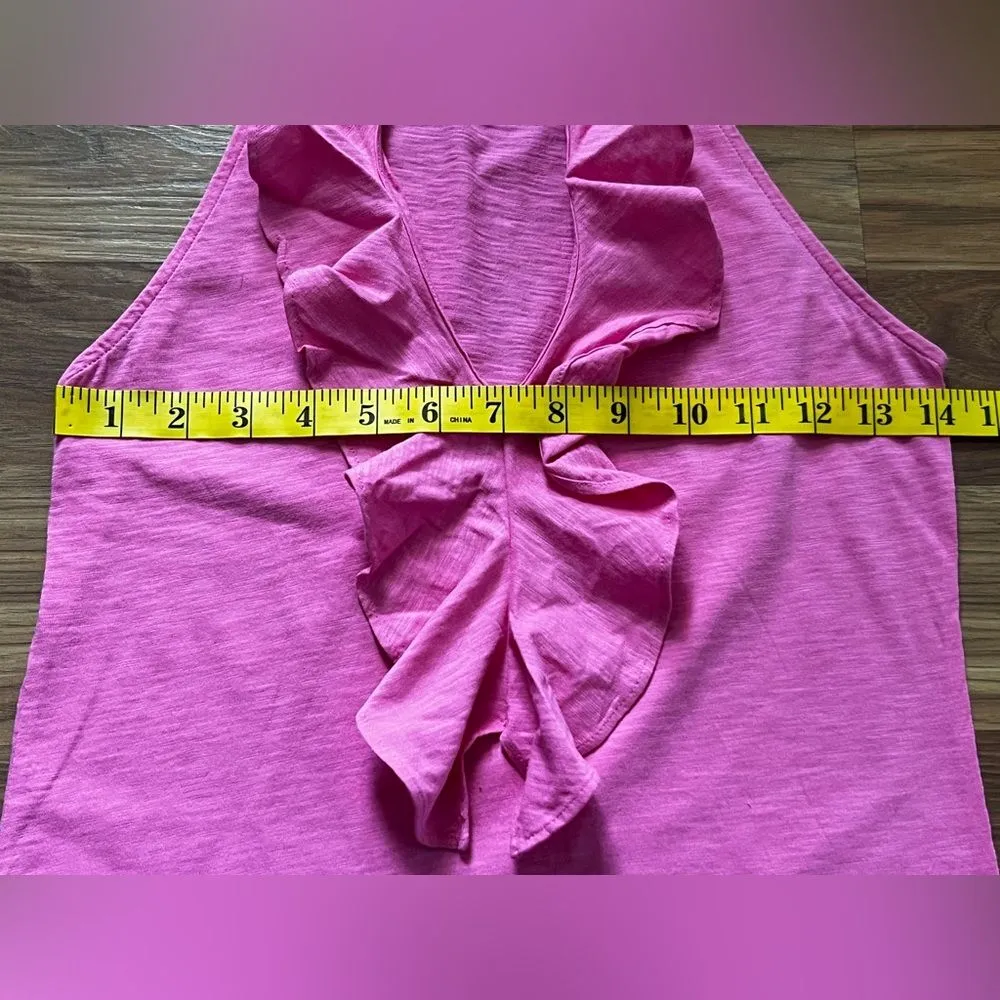 Lily Pulitzer Pink Ruffle Tank Top Pima Cotton Size S - Image 10