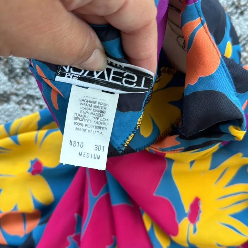 Vintage Ms.12 West Sheer Floral Blouse & Skirt Set Medium Blue - Image 14