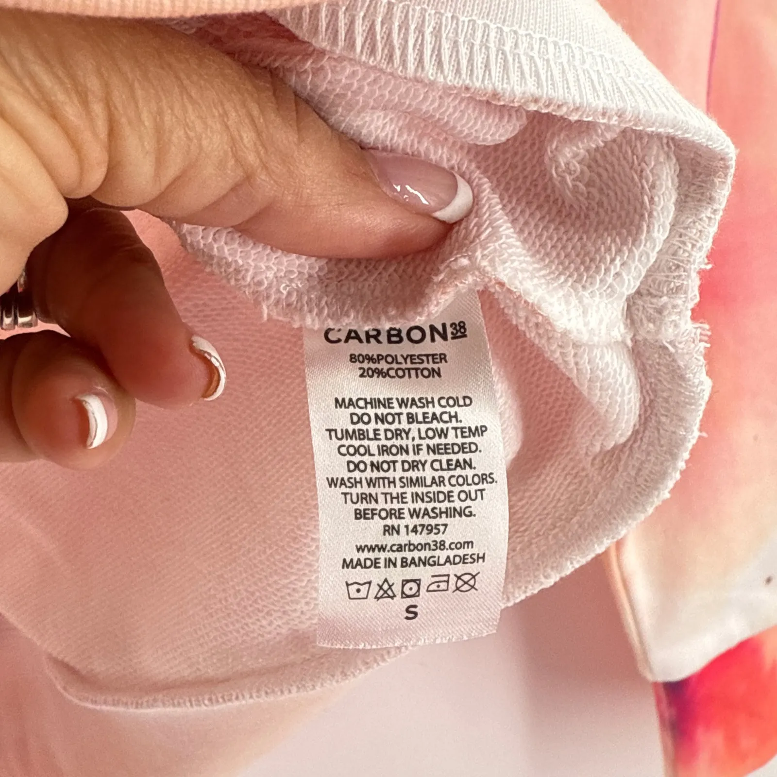 Carbon38 Palm Print Tropical Sweatshirt & Jogger Lounge Set Small Shirt XS Pants Pink - Image 14